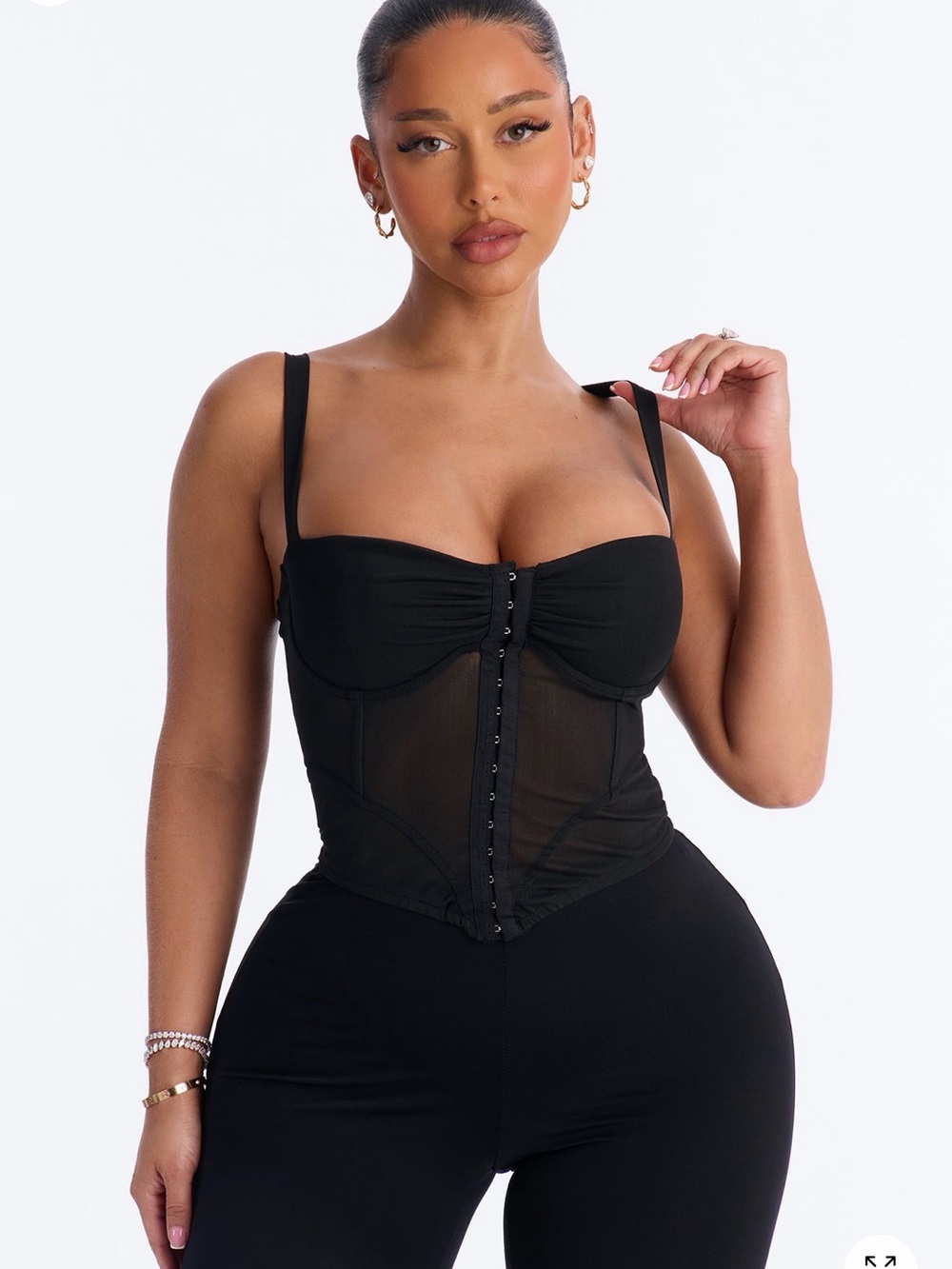 Fashion Nova Black Mesh Corset Bustier Top